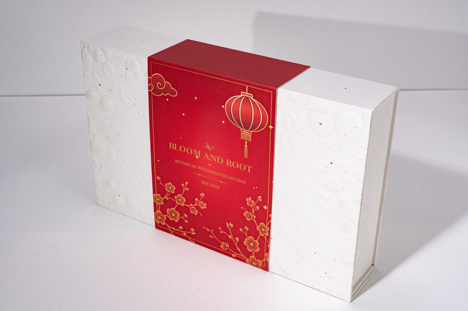Bloom and Root red Mid-Autumn Festival gift box with lantern design
