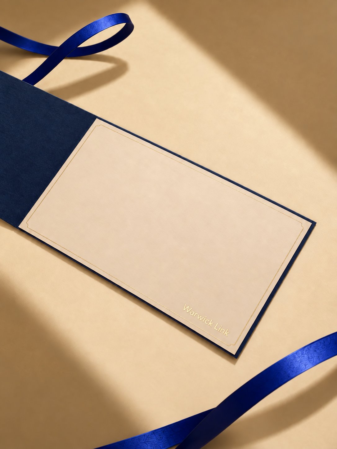 Blank cream gift card insert for the custom gift box